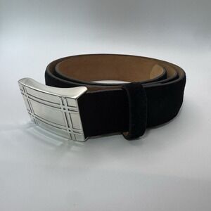 W Kleinberg Black Suede Custom Leather Belt Belt Sz 33 NWOT Push Pin Buckle Lux